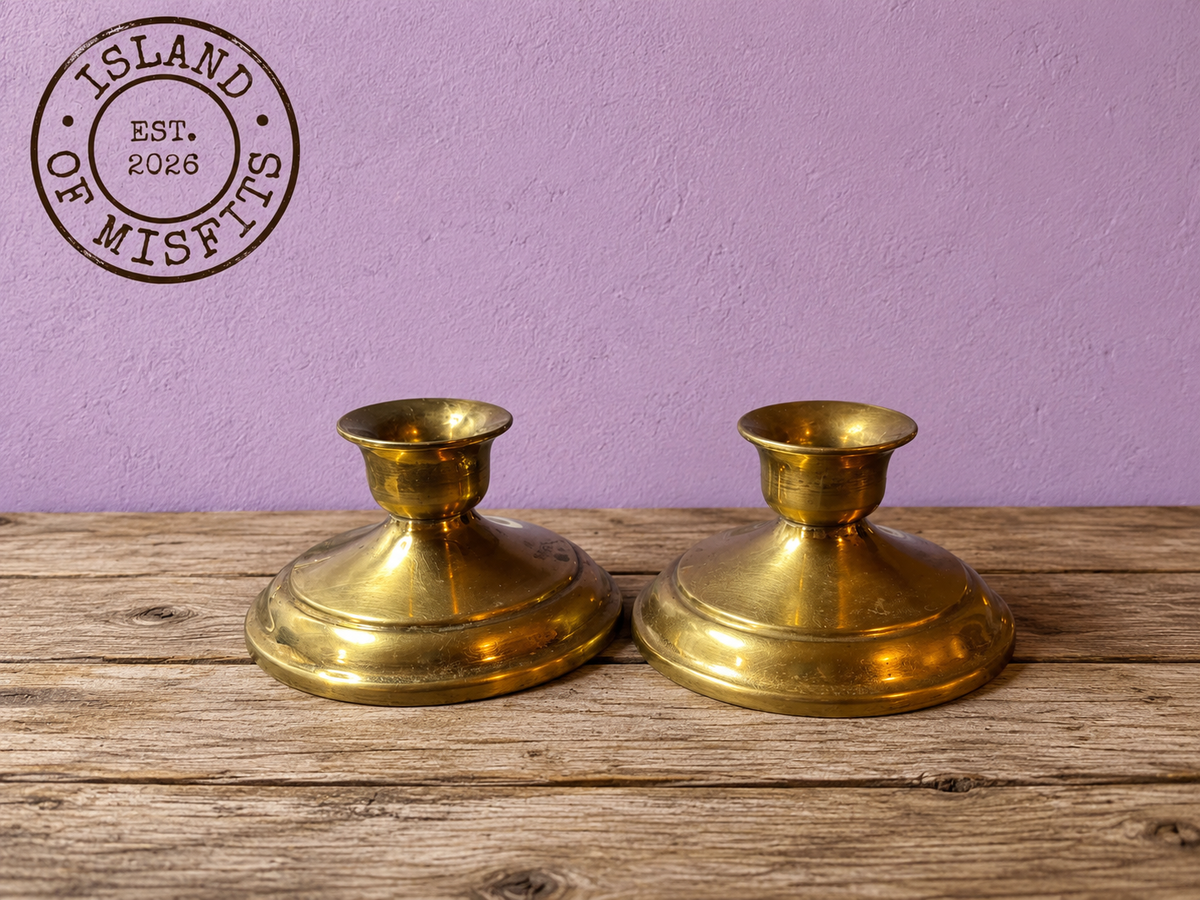 B001 Vintage Solid Brass Taper Candle Holders | Pair | Classic Traditi ...